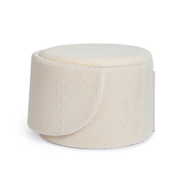 Poggiapiedi color crema con rivestimento in bouclé Anthea – Yes Everyday-image-2
