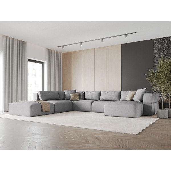 Divano a U angolare grigio chiaro, angolo sinistro Esther - Milo Casa-image-1