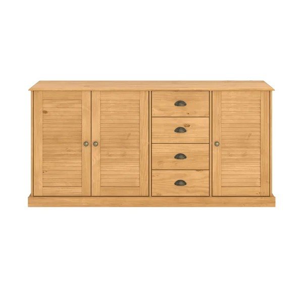 Credenza colore naturale chiaro in pino massiccio 166x80x38 cm Edith – Støraa