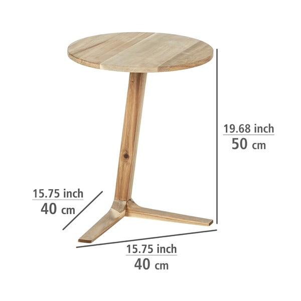 Tavolino rotondo in legno massiccio di acacia ø 40 cm Acina - Wenko-image-4
