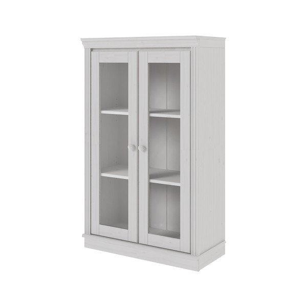 Vetrina bianca in pino massiccio 74x118x35 cm Anita – Støraa-image-3
