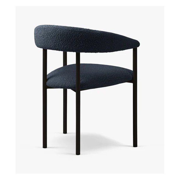 Sedia da pranzo nera/blu scuro imbottito con braccioli Lea – Micadoni -image-2