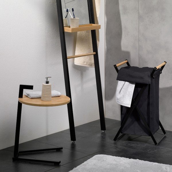 Cesto portabiancheria nero Oak - Kela-image-2