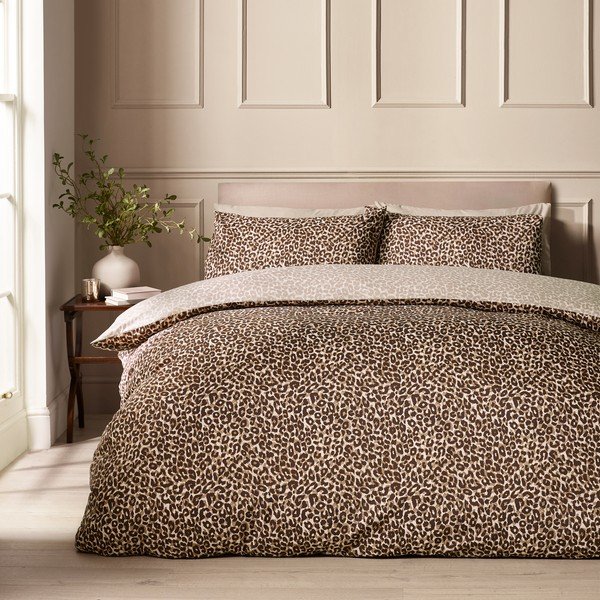 Set copripiumino e federa marrone per letto singolo 135x200 cm Animal Print – Catherine Lansfield-image-3