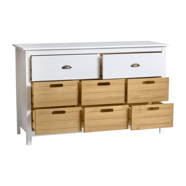Cassettiera in pino massiccio bianco con 8 cassetti Ibiza - Marckeric-image-2