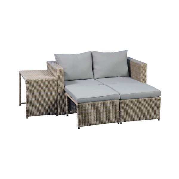 Set di mobili da giardino beige/marrone chiaro in rattan artificiale per 2 persone Modular – Unique Furniture