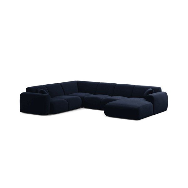 Divano angolare blu (a U) con rivestimento in velluto Molino – Micadoni 