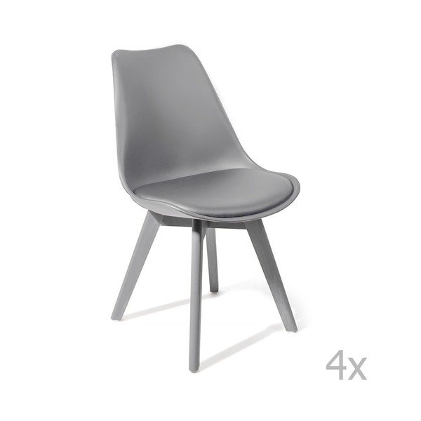 Set di 4 sedie da pranzo grigie Kiki Evo - Tomasucci