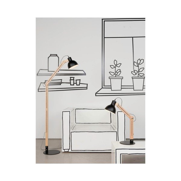 Lampada a stelo nera con struttura in frassino Melbourne - Citylights-image-2