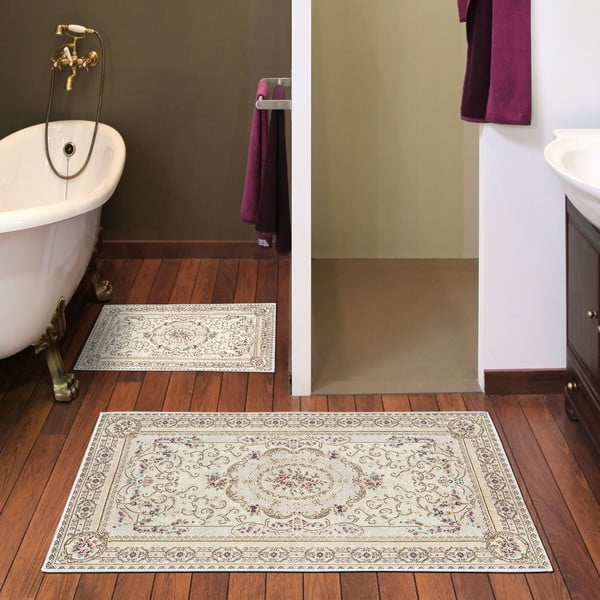 Set di tappetini per il bagno marroni/beige 2 pz 60x100 cm – Foutastic-image-1