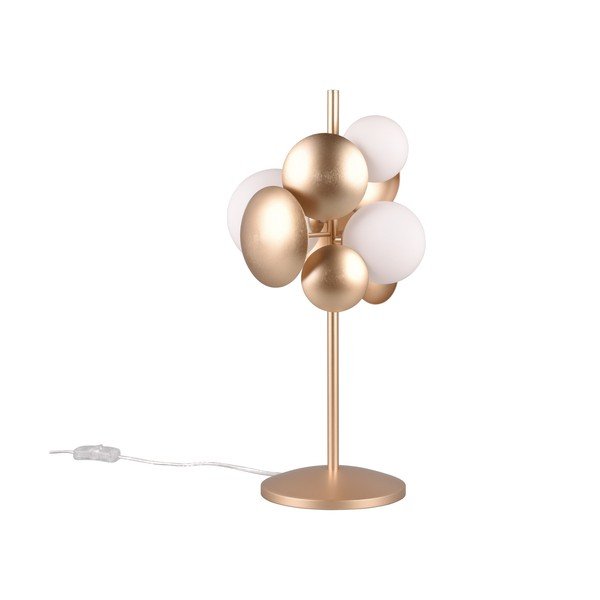 Lampada da tavolo con paralume in vetro in oro e bianco (altezza 50 cm) Bubble - Trio Select