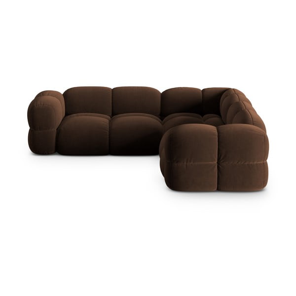 Divano angolare marrone scuro con rivestimento in velluto Loretto – Cosmopolitan Design