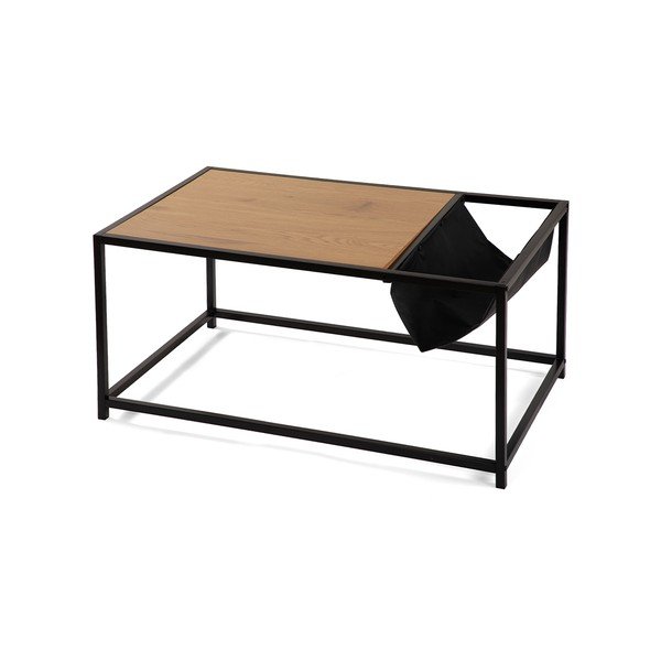 Tavolino da salotto nero/di colore naturale con effetto rovere 60x99 cm Bayen – Bonami Essentials-image-2