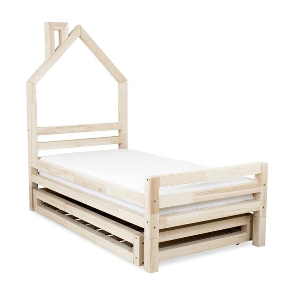 Letto per bambini Wally in legno di abete naturale, 90 x 160 cm - Benlemi-image-2