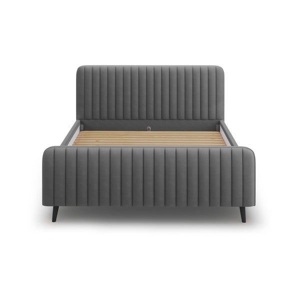 Letto matrimoniale imbottito grigio scuro con griglia 140x200 cm Lily - Micadoni Home-image-2