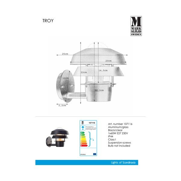 Lampada da parete nera Troy - Markslöjd-image-1