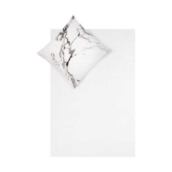 Biancheria da letto singola bianca e grigia in percalle di cotone , 135 x 200 cm Malin - Westwing Collection