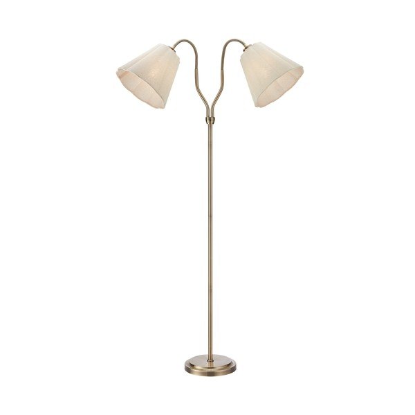Lampada da terra beige/color ottone in lino con struttura flessibile (altezza totale 149 cm) Veya – Markslöjd
