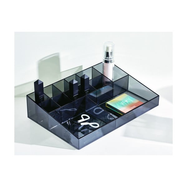 Organizer da bagno nero opaco per cosmetici in plastica riciclata Cosmetic Station - iDesign-image-3