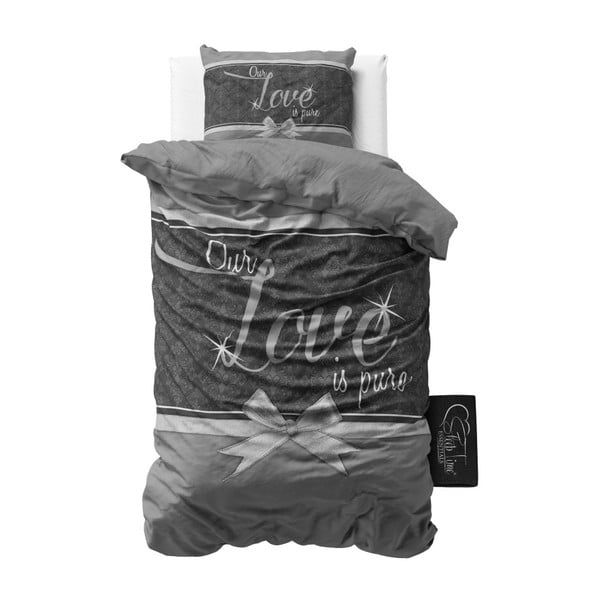 Biancheria da letto singola Sleeptime Pure Love in cotone grigio, 140 x 220 cm - Pure Cotton
