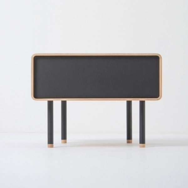 Comodino in legno di quercia con cassetto nero Fina - Gazzda-image-3