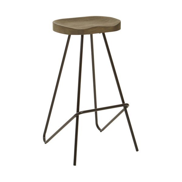 Sedia da bar nera/di colore naturale in olmo massiccio (altezza della seduta 78 cm) District – Premier Housewares