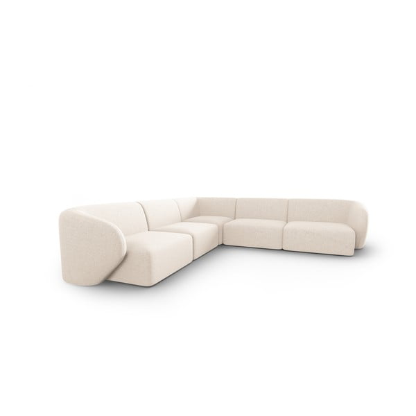 Divano angolare beige con rivestimento in ciniglia Paolo – Milo Casa