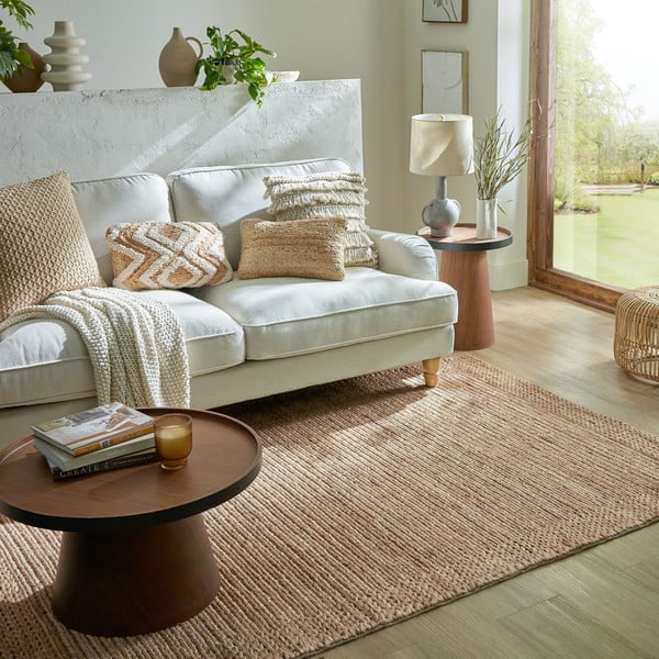 Tappeto in kenaf tessuto a mano in colore naturale 120x170 cm Drew Border - Flair Rugs-image-1