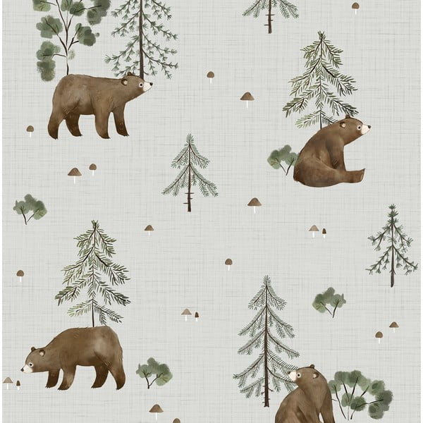 Carta da parati per bambini 10 m x 50 cm Mountain & Bears - Lilipinso