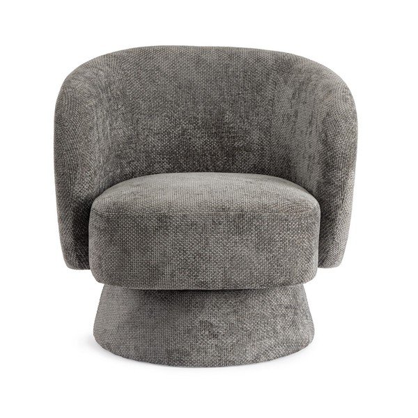 Poltrona grigio scuro girevole con rivestimento in ciniglia Julienne – Bizzotto-image-2
