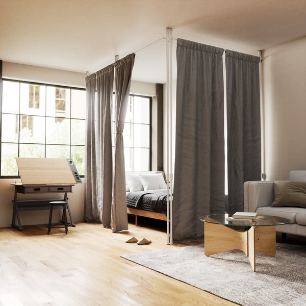 Telaio divisorio per tende bianco in acciaio Anywhere – Umbra-image-3