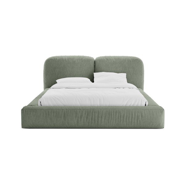 Letto matrimoniale imbottito verde con contenitore con rete inclusa 200x200 cm Martina – Micadoni -image-4