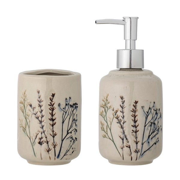 Set di accessori da bagno in gres crema Bea - Bloomingville