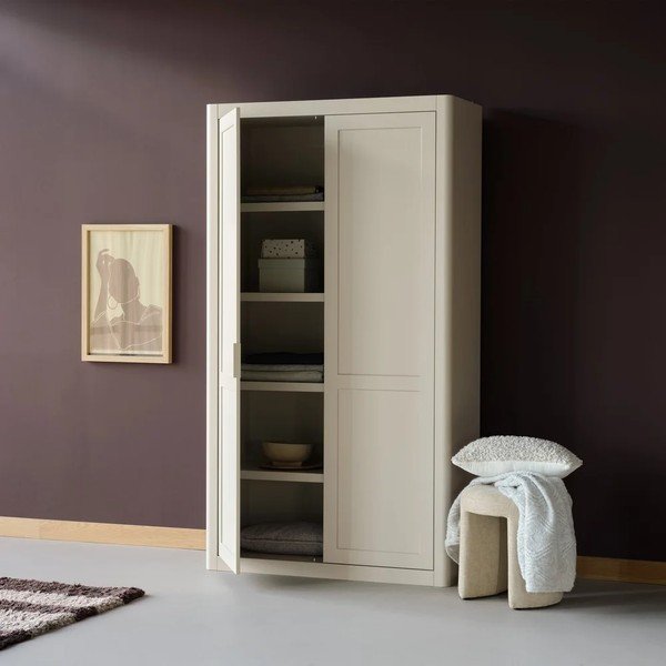 Armadietto grigio chiaro in pino massiccio 120x217x48 cm Gunnar – WOOOD-image-2