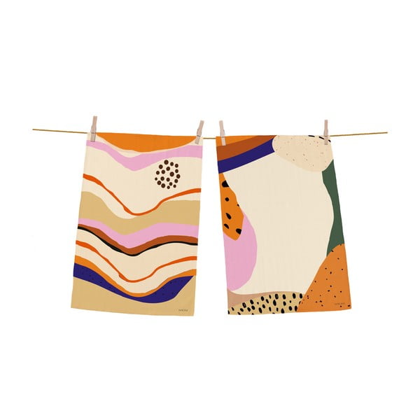 Set di 2 asciugamani da cucina in cotone Simple, 70 x 50 cm Abstract Landscape - Butter Kings