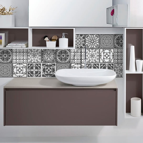 Set di 16 adesivi murali decorativi Noir, 15 x 15 cm - Ambiance-image-1