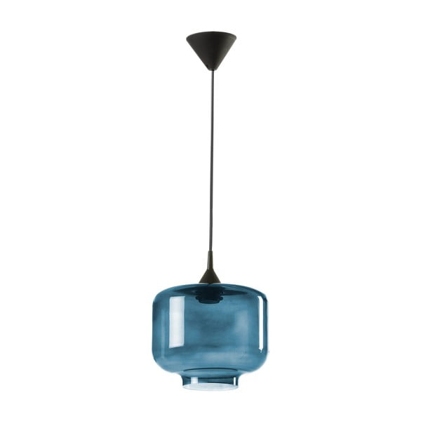 Lampada a sospensione nera con paralume in vetro blu Tierra Bella Ambar, ø 25 cm Santori - Surdic