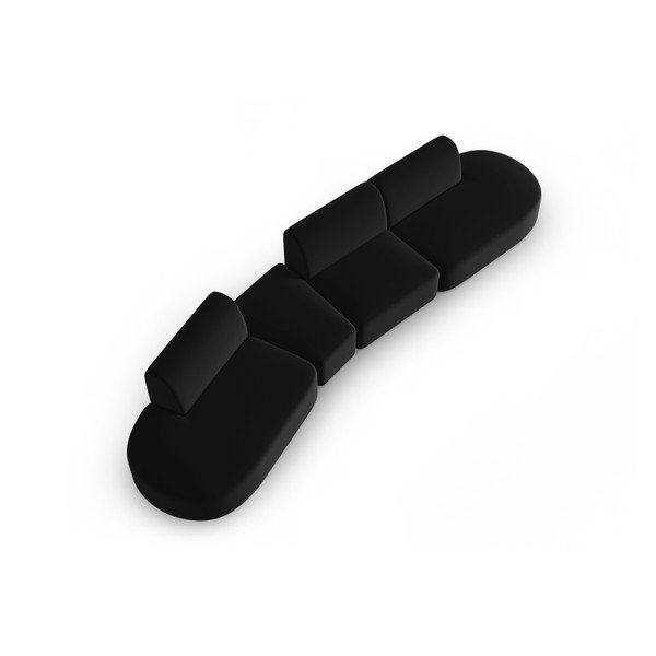 Divano nero con penisola a sinistra con rivestimento in velluto 428 cm Paolo – Milo Casa-image-1