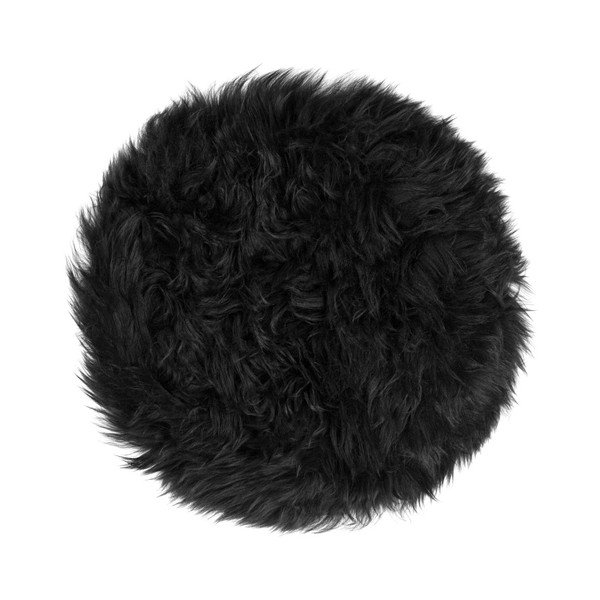 Cuscino di seduta in pelle di pecora nera per la sedia da pranzo Zealand Round, ⌀ 35 cm - Royal Dream