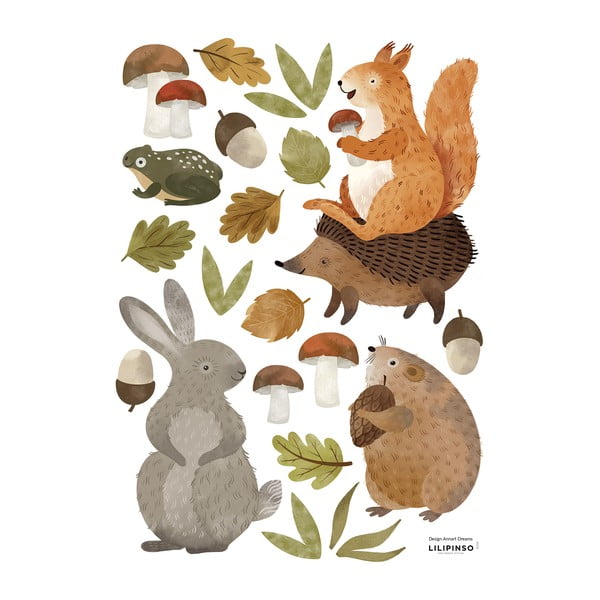 Foglio adesivo 30x42 cm Woodland Rabbit & Friends - Lilipinso