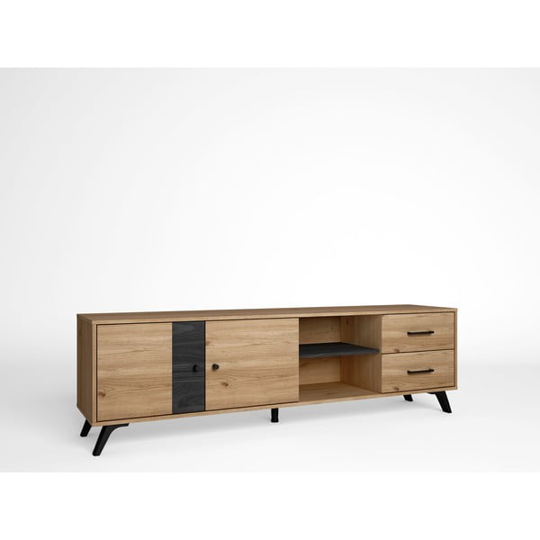 Tavolo TV nero in rovere 181x53 cm Natura - Marckeric-image-1