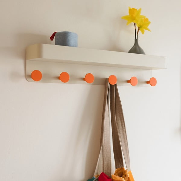 Appendiabiti da parete in metallo beige con ripiano - Remember-image-1