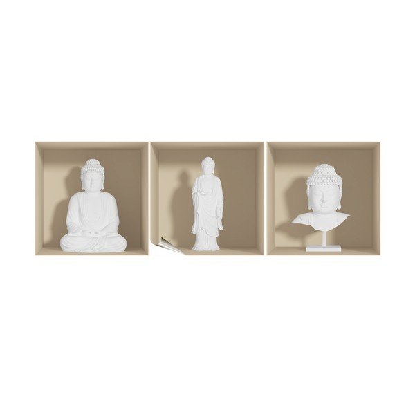 Set di 3 adesivi con effetto 3D Buddha bianco - Ambiance-image-1