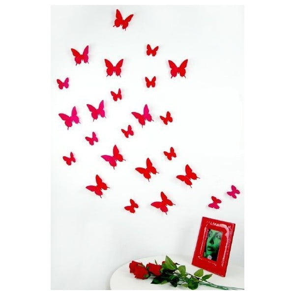 Set di 12 adesivi Farfalle rosse - Ambiance