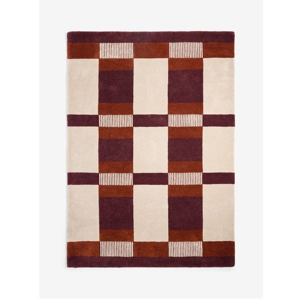 Tappeto burgundy/color crema in fibre riciclate tessuto a mano 200x290 cm Franka – MADE