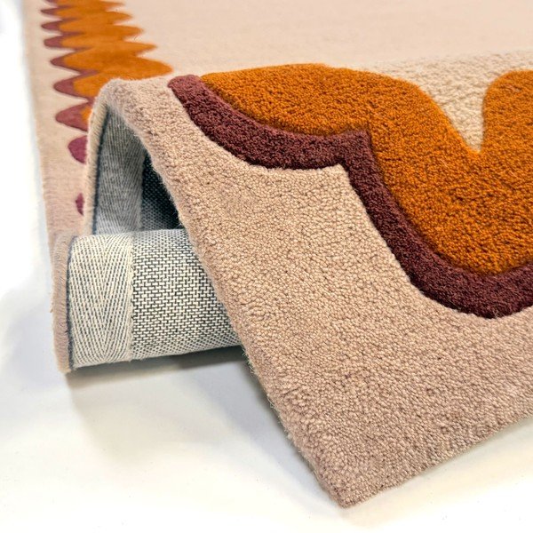 Tappeto arancione/di colore naturale in lana tessuto a mano 140x200 cm Wiggle Wool – Flair Rugs-image-4