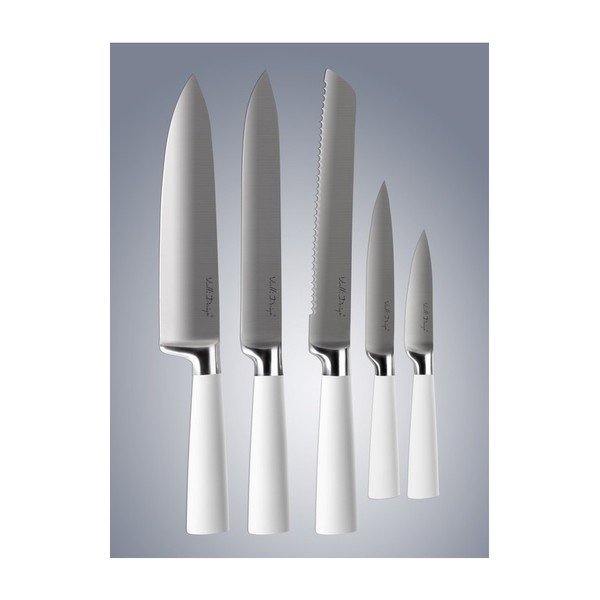 Set nožů se stojanem a prkénkem - bílý-image-4