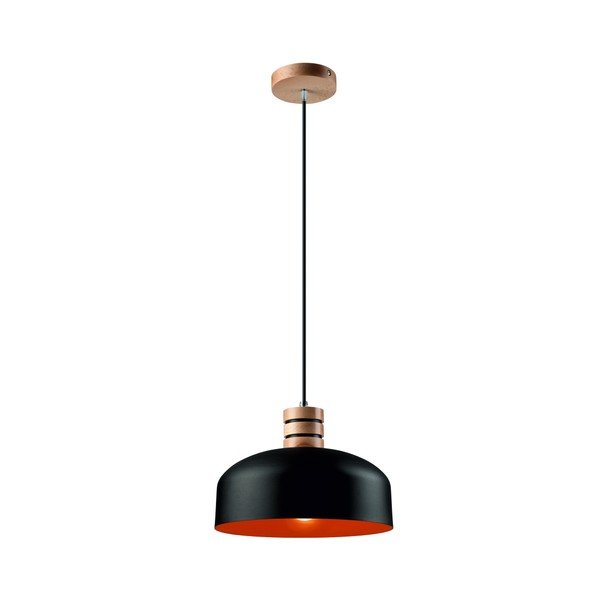 Lampadario nero con paralume in metallo ø 30 cm Cosmo – LAMKUR