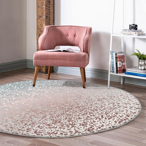 Tappeto rotondo lavabile di colore grigio-rame adatto per aspirapolvere robot ø 120 cm Comfort - Mila Home-image-3