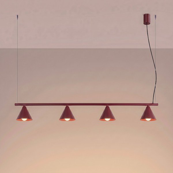 Lampadario burgundy in acciaio Zylo – Sollux-image-3